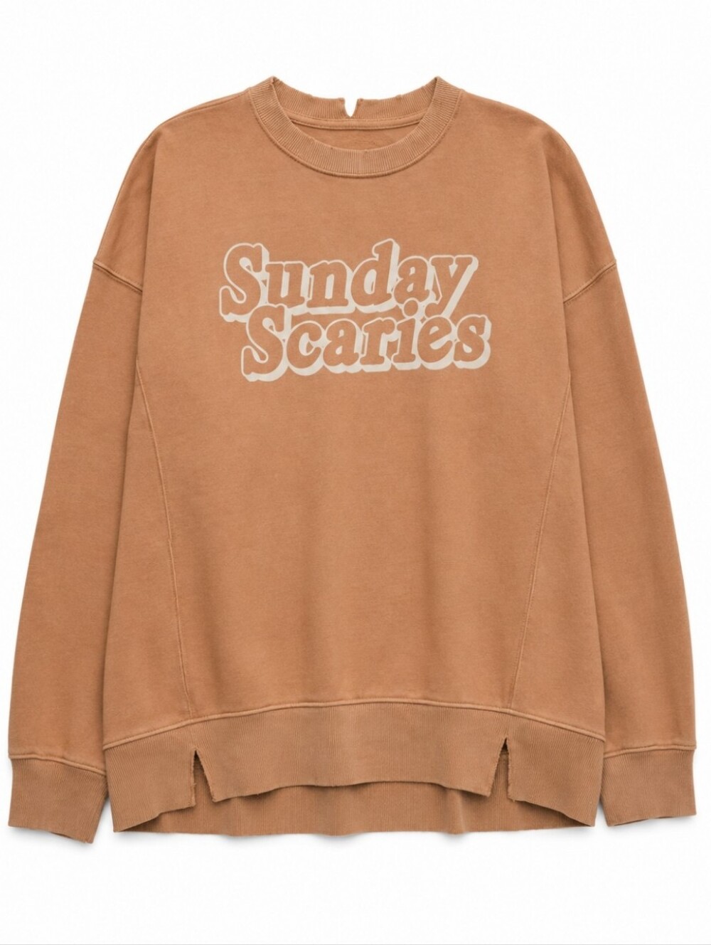 Aerie Sunday Scaries Oversized Crewneck Sweatshirt XL Tan Graphic Pullover